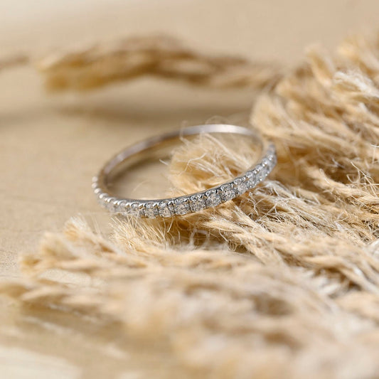 Stunning 0.6 CT Round Moissanite Stones Full Eternity Wedding Band 2