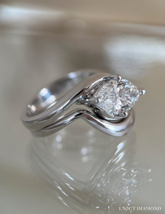 1 CT Marquise Cut Solitaire Lab Grown Diamond Ring With Wrap Classic Plain Band