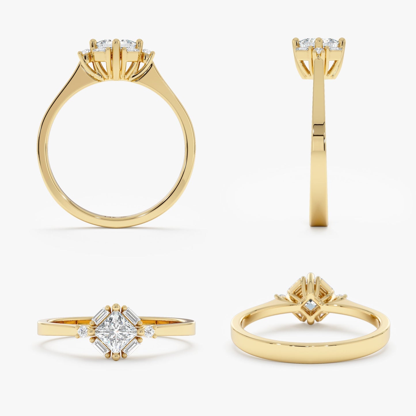 2 CT Round Three Stones Lab Grown Diamond Engagement Ring