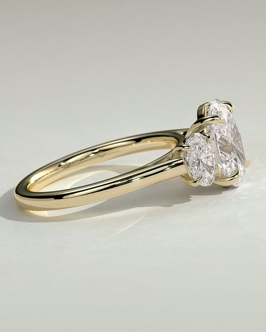 Oval Three Stones Lab Grown Diamond Engagement Ring