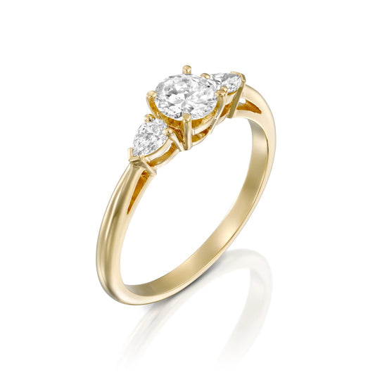 2 CT Round Three Stones Lab Grown Diamond Engagement Ring