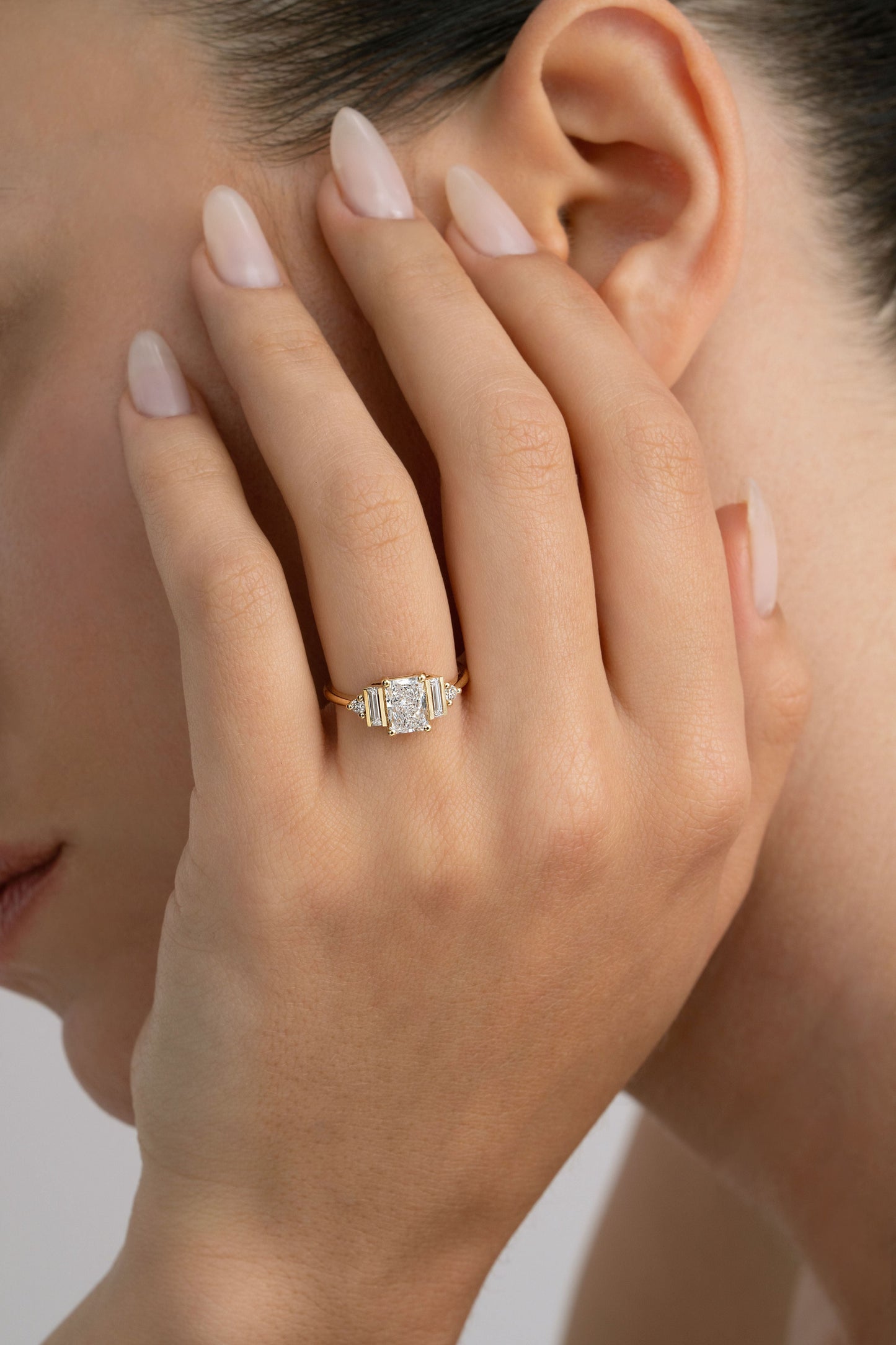 2 CT Round Three Stones Lab Grown Diamond Engagement Ring