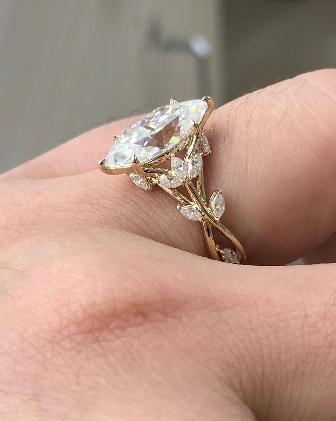 1.58 CT Marquise Moissanite Twig Engagement Ring (US Size 6.75 Ready To Ship)