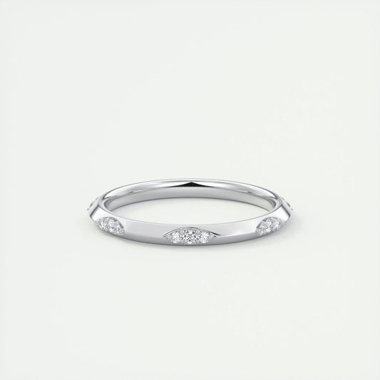 0.09 Round Cut Flush Moissanite Bridal Wedding Band 12