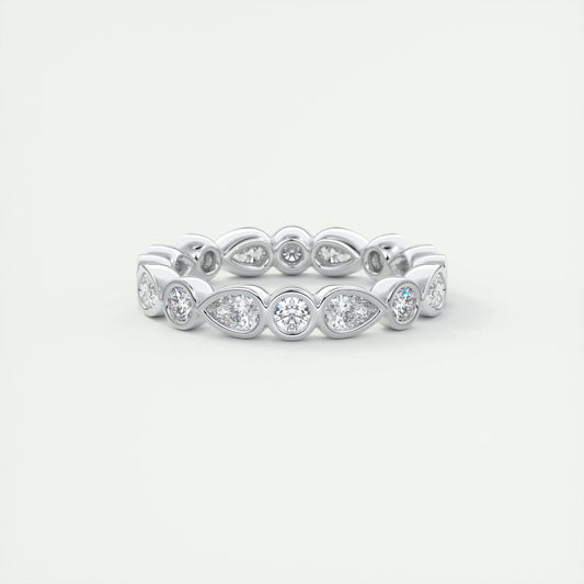 1.28 Pear and Round Bezel Moissanite Bridal Wedding Band 1
