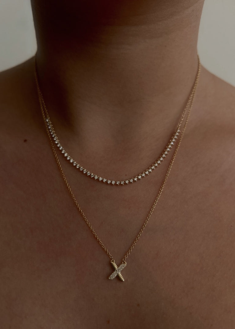 3.5 TCW Round Lab Grown Diamond Linear Tennis Necklace