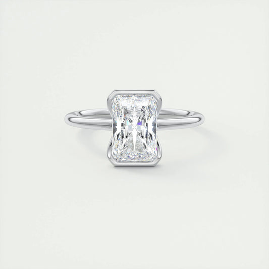 2.10 CT Radiant Solitaire Half Bezel Moissanite Engagement Ring 1