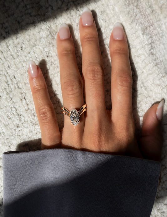 2.5 CT Oval Cut Solitaire Lab Grown Diamond Ring With Wrap Classic Plain Band