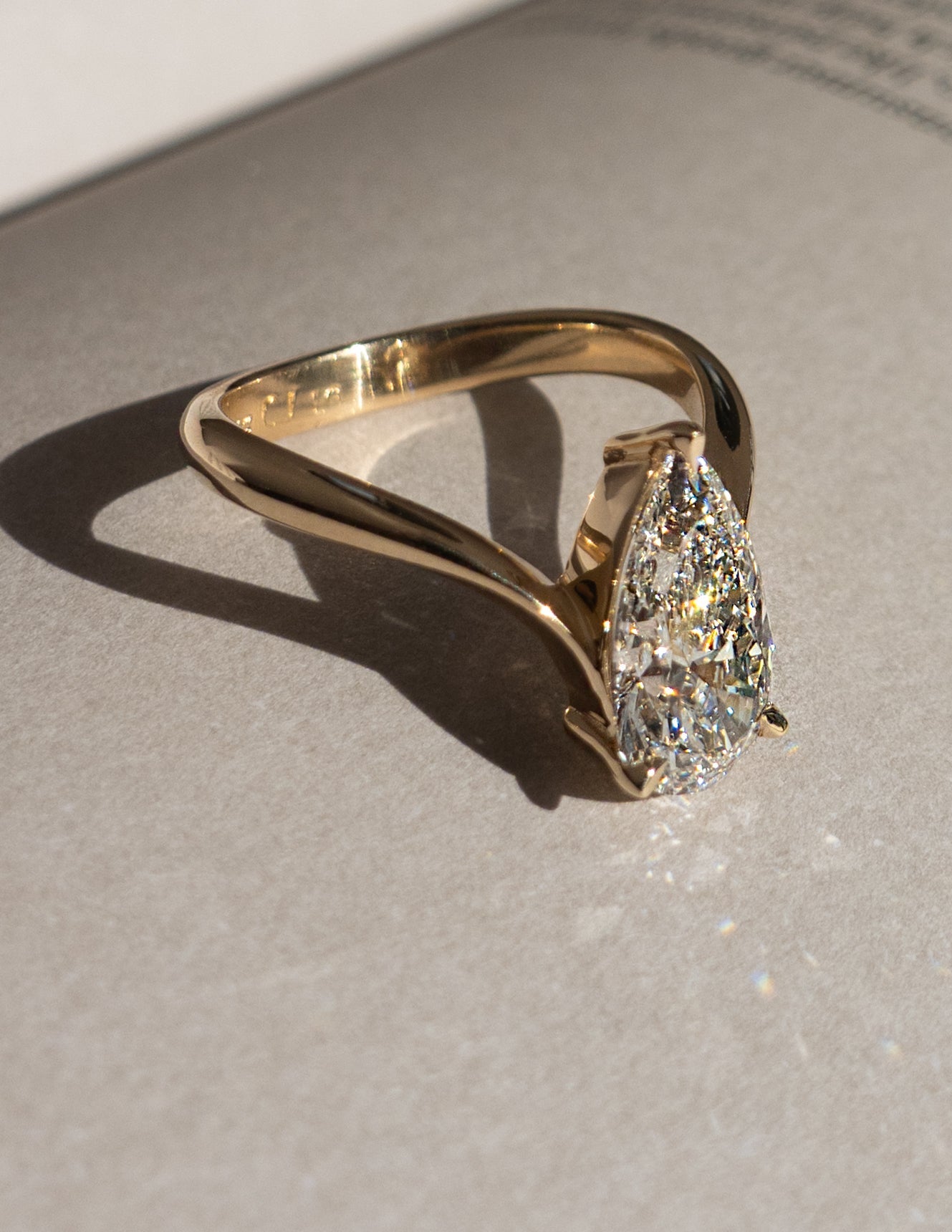 2 CT Pear Solitaire Lab Grown Engagement Ring