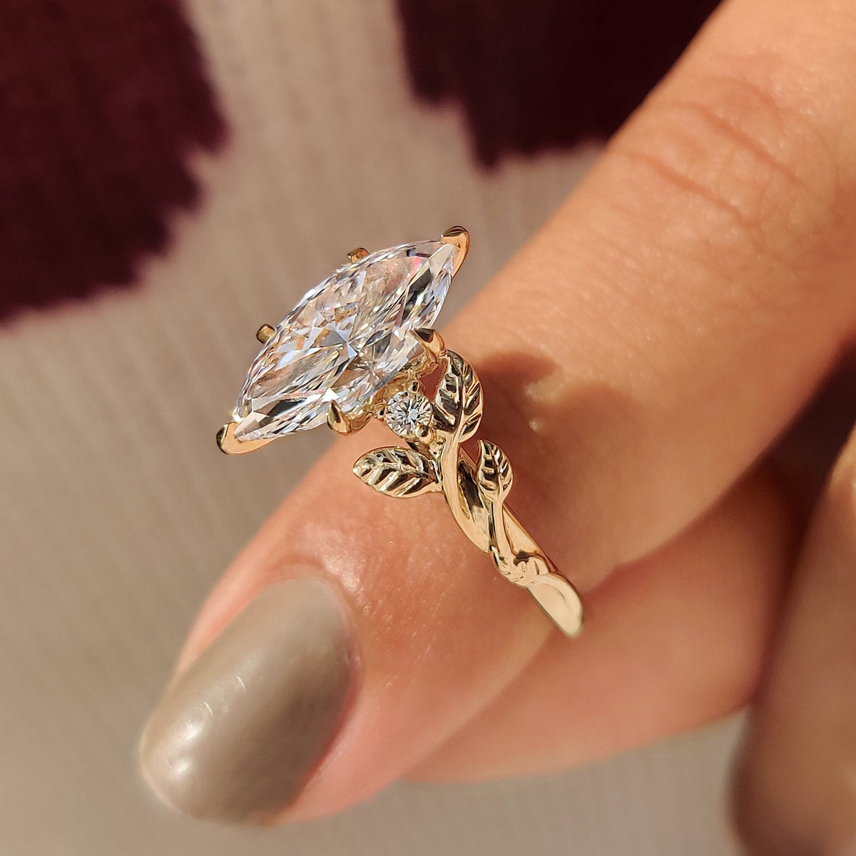 Marquise Nature Inspired Lab Grown Diamond Engagement Ring