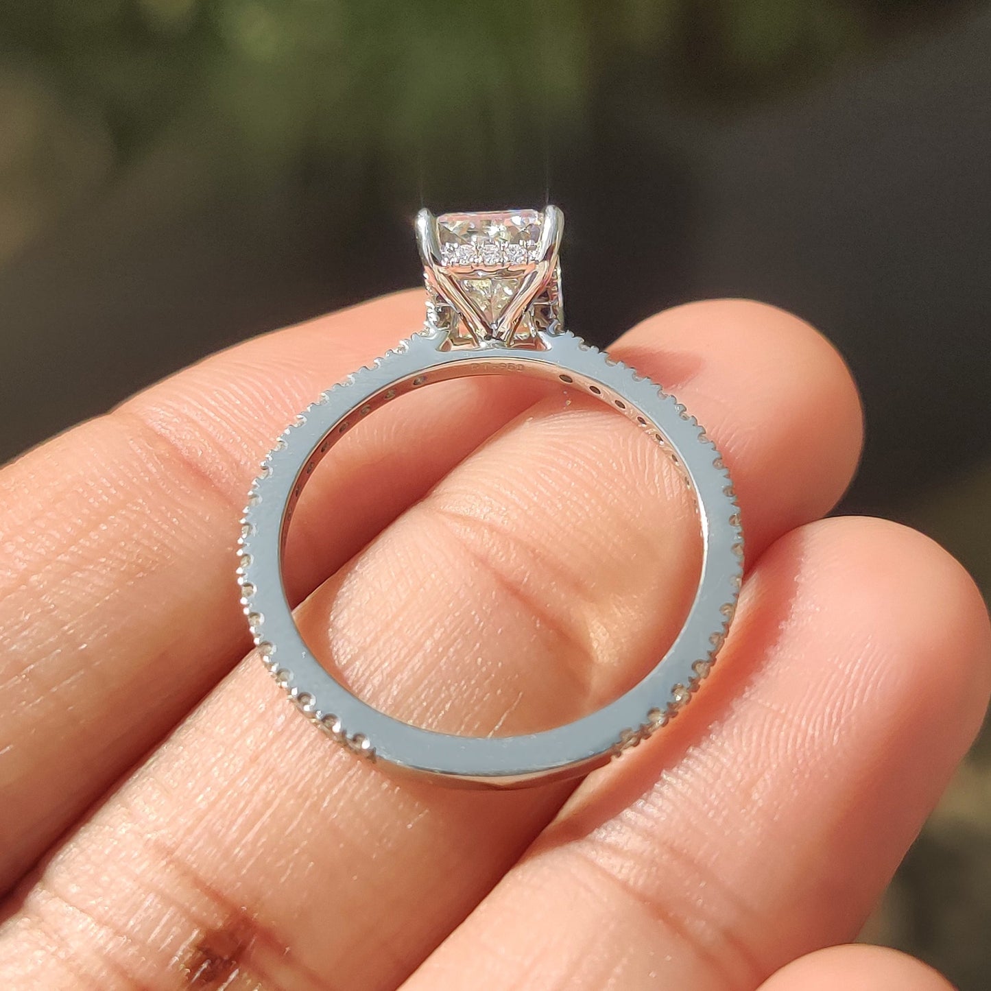 Cushion Hidden Halo Lab Grown Diamond Engagement Ring