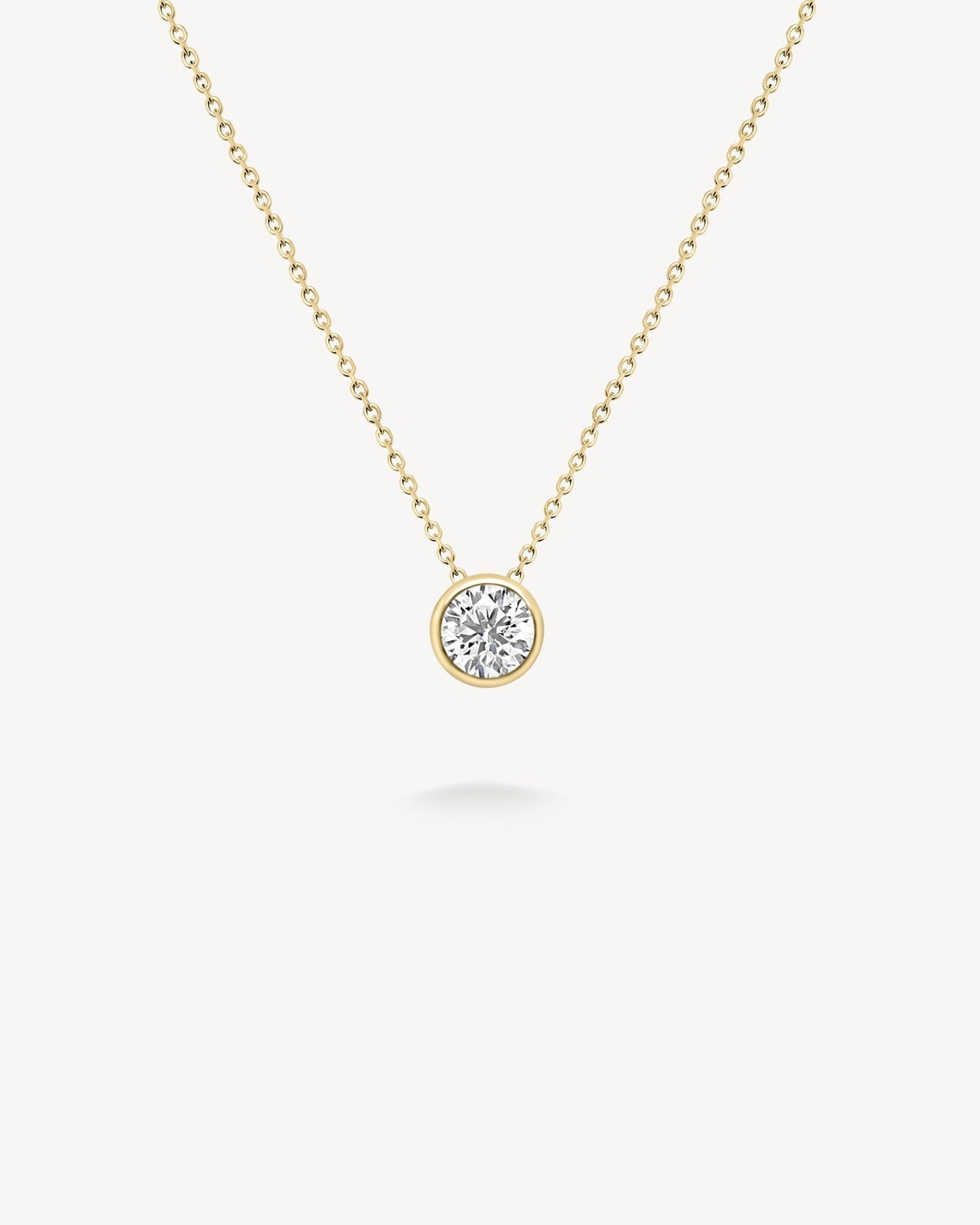 1.0 CT Round Bezel Solitaire Lab Grown Diamond Necklace