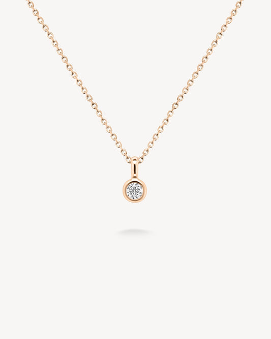 1.0 CT Round Bezel Solitaire Lab Grown Diamond Necklace