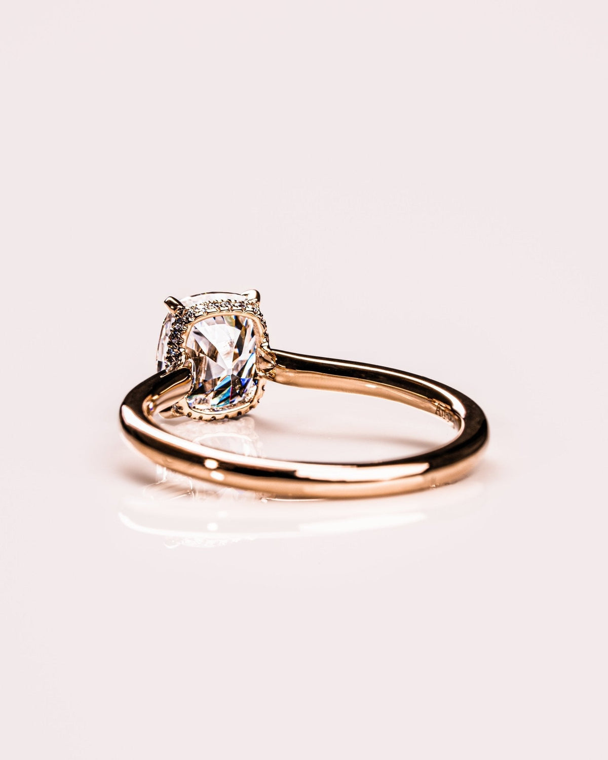 Elongated Cushion Hidden Halo Lab Grown Diamond Engagement Ring