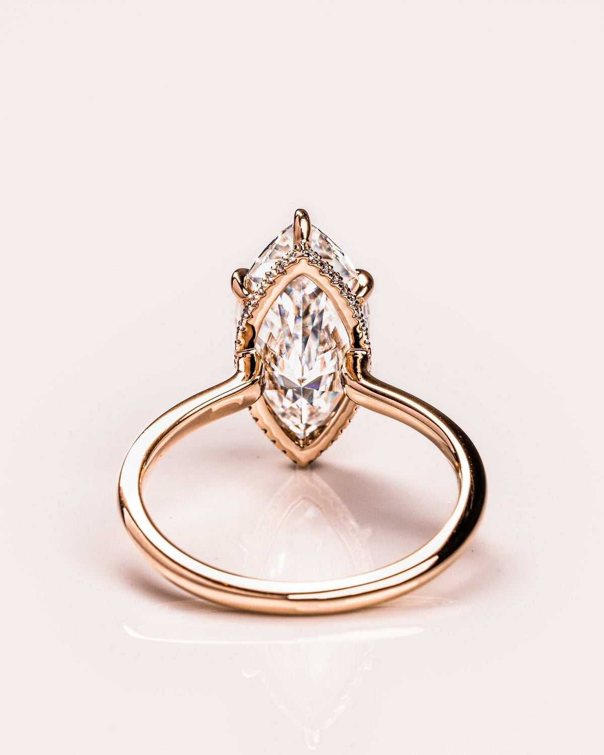 Marquise Hidden Halo Lab Grown Diamond Engagement Ring