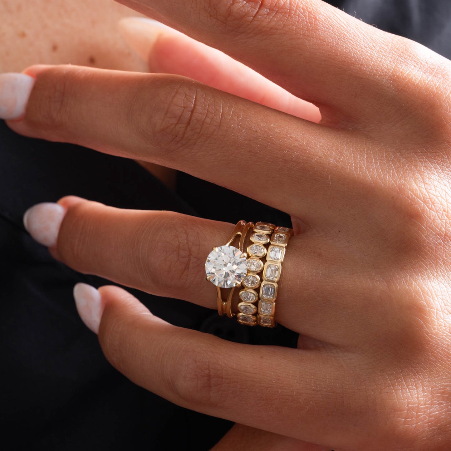 2 CT Round Three Stones Lab Grown Diamond Engagement Ring