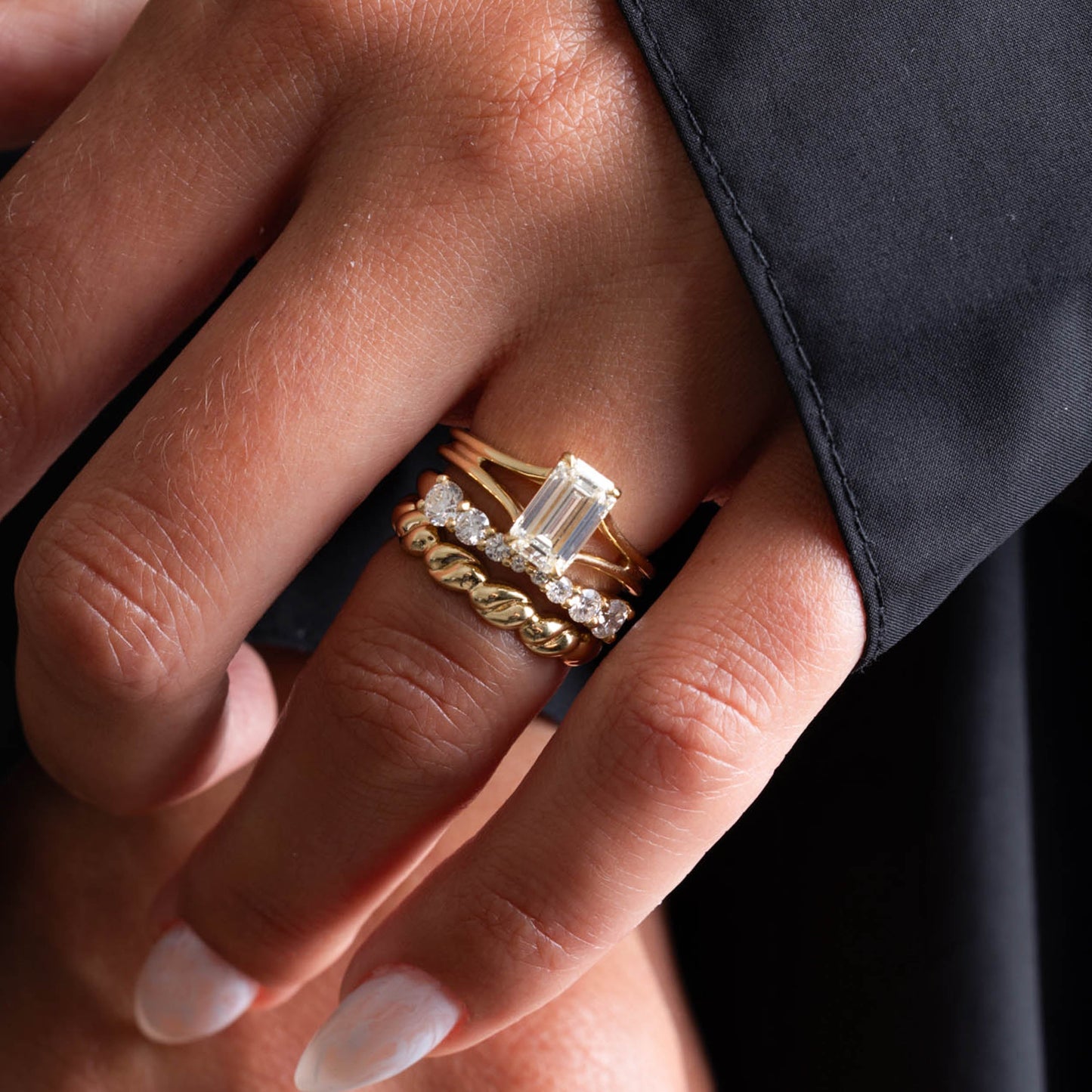 2 CT Round Three Stones Lab Grown Diamond Engagement Ring