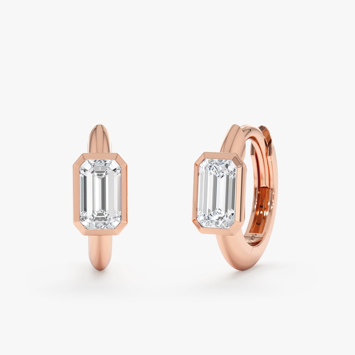 1.0 CT Round Bezel Solitaire Lab Grown Diamond Earrings