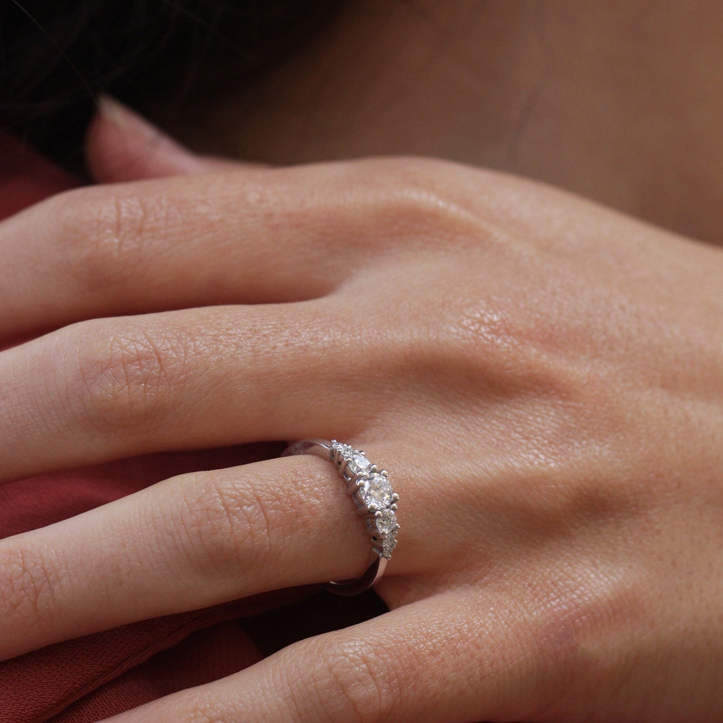 2 CT Round Three Stones Lab Grown Diamond Engagement Ring