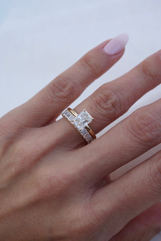 1.2 CT Emerald Half Eternity Lab Grown Diamond Wedding Band