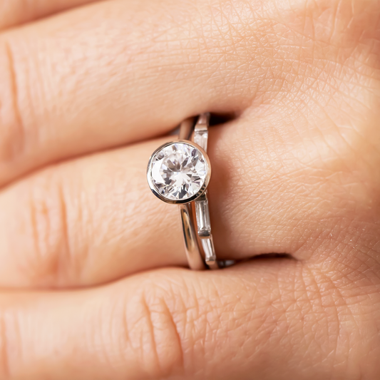 2 CT Round Three Stones Lab Grown Diamond Engagement Ring