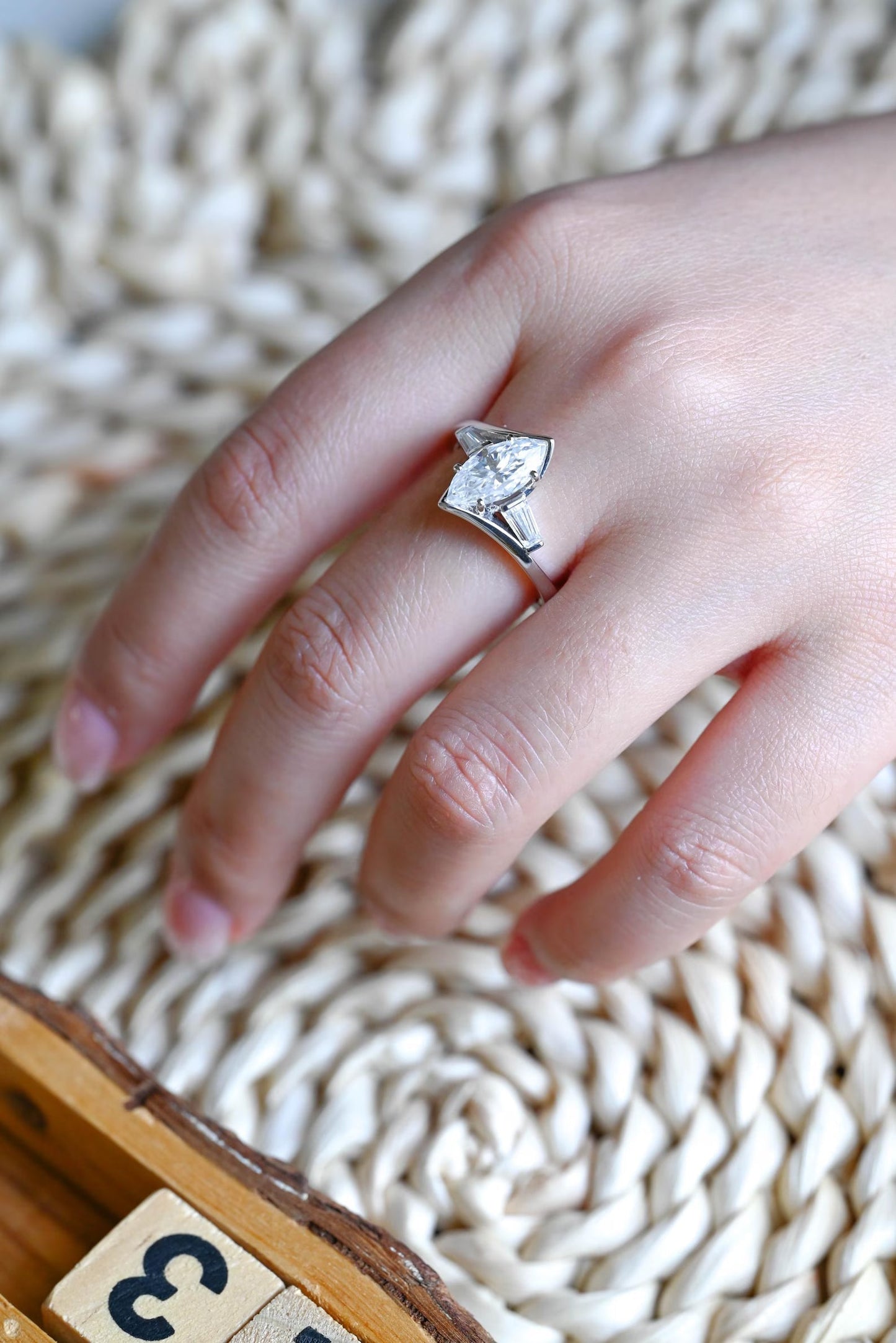 1 CT Marquise Cut 3-Stones Styled Lab Grown Diamond Engagement Ring