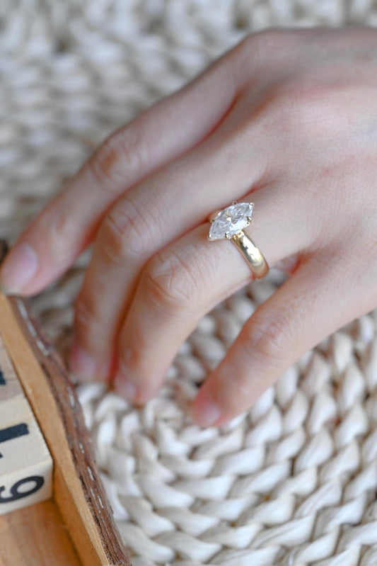 Marquise Cut Cluster Styled Lab Grown Diamond Engagement Ring