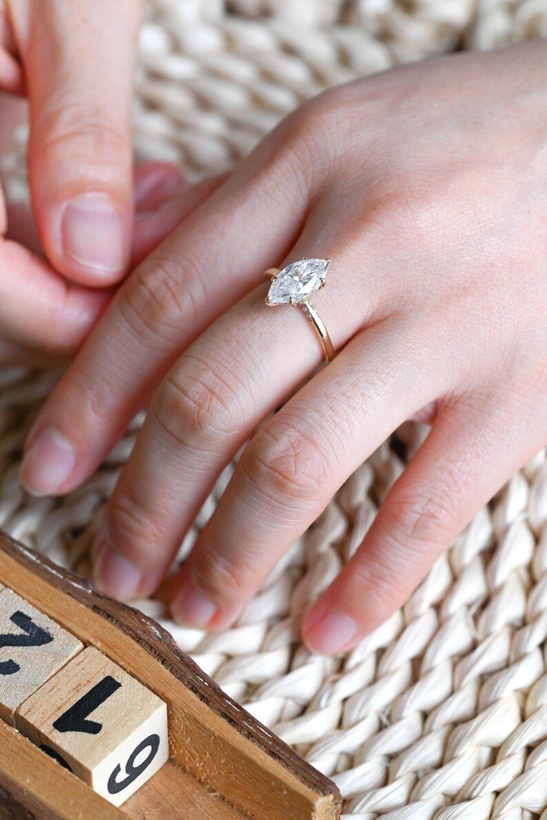 Marquise Cut Cluster Styled Lab Grown Diamond Engagement Ring