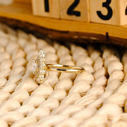 Marquise Cut Cluster Styled Lab Grown Diamond Engagement Ring