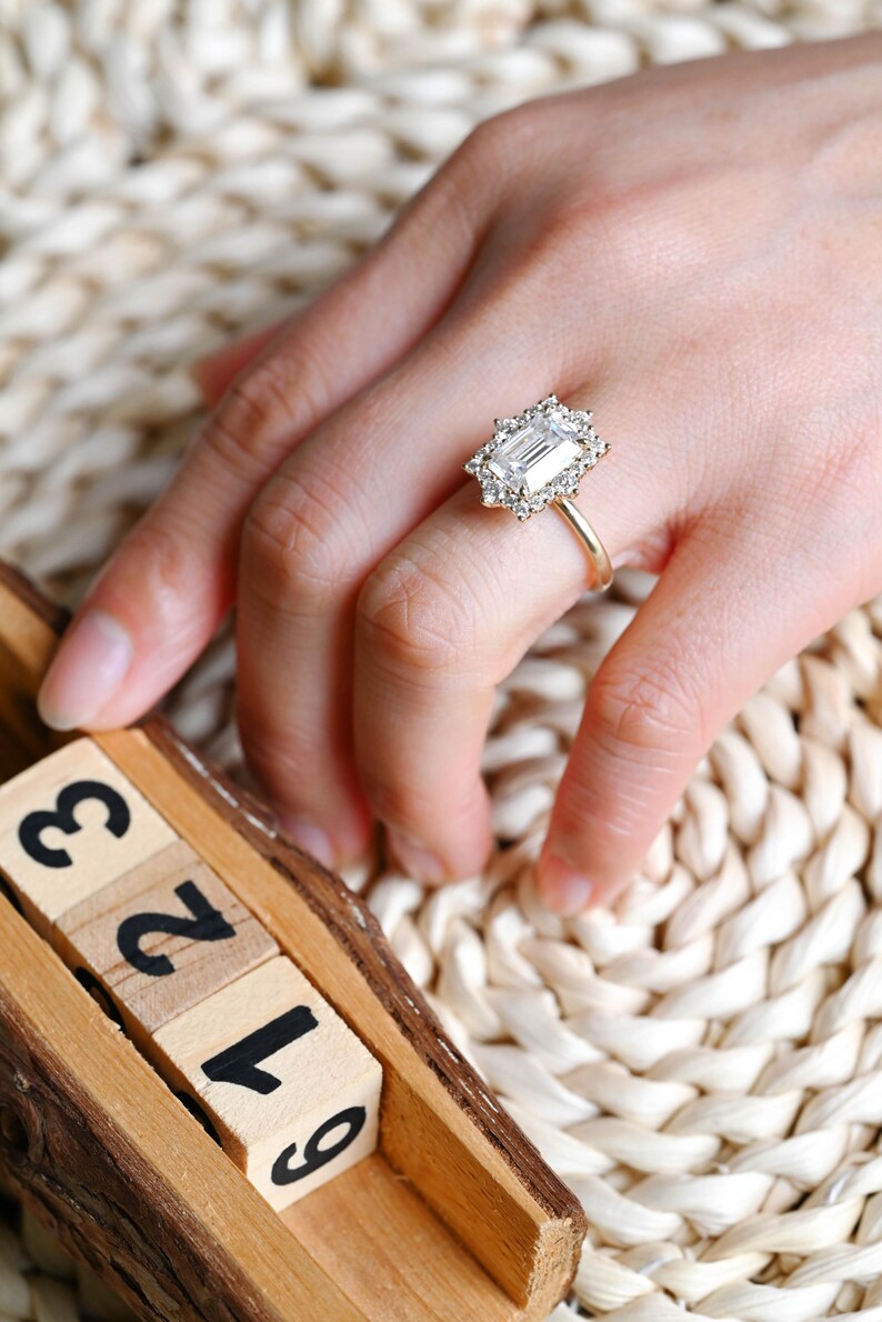 Marquise Cut Cluster Styled Lab Grown Diamond Engagement Ring