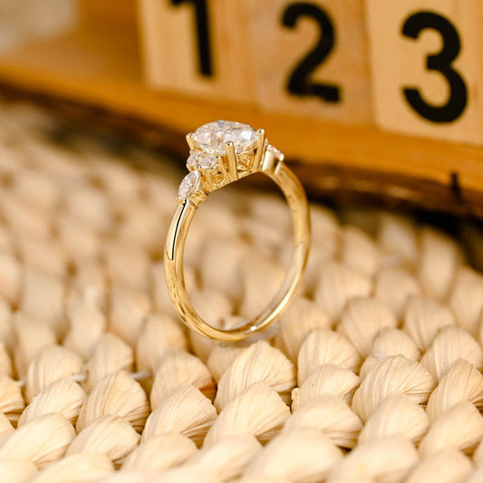 Marquise Cut Cluster Styled Lab Grown Diamond Engagement Ring