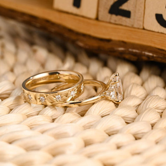 Marquise Cut Cluster Styled Lab Grown Diamond Bridal Ring Set