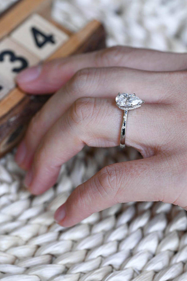 Marquise Cut Cluster Styled Lab Grown Diamond Engagement Ring