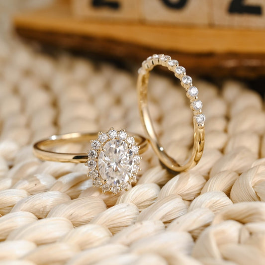 Marquise Cut Cluster Styled Lab Grown Diamond Bridal Ring Set