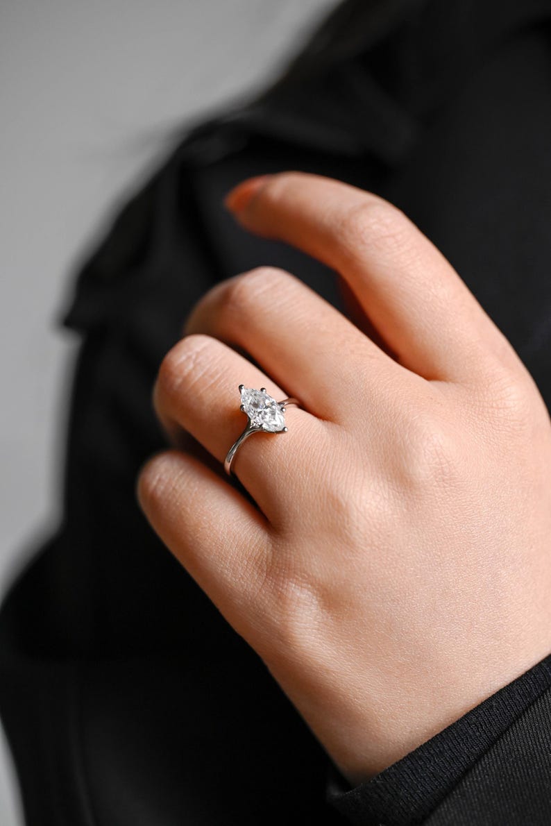 Marquise Cut Cluster Styled Lab Grown Diamond Engagement Ring