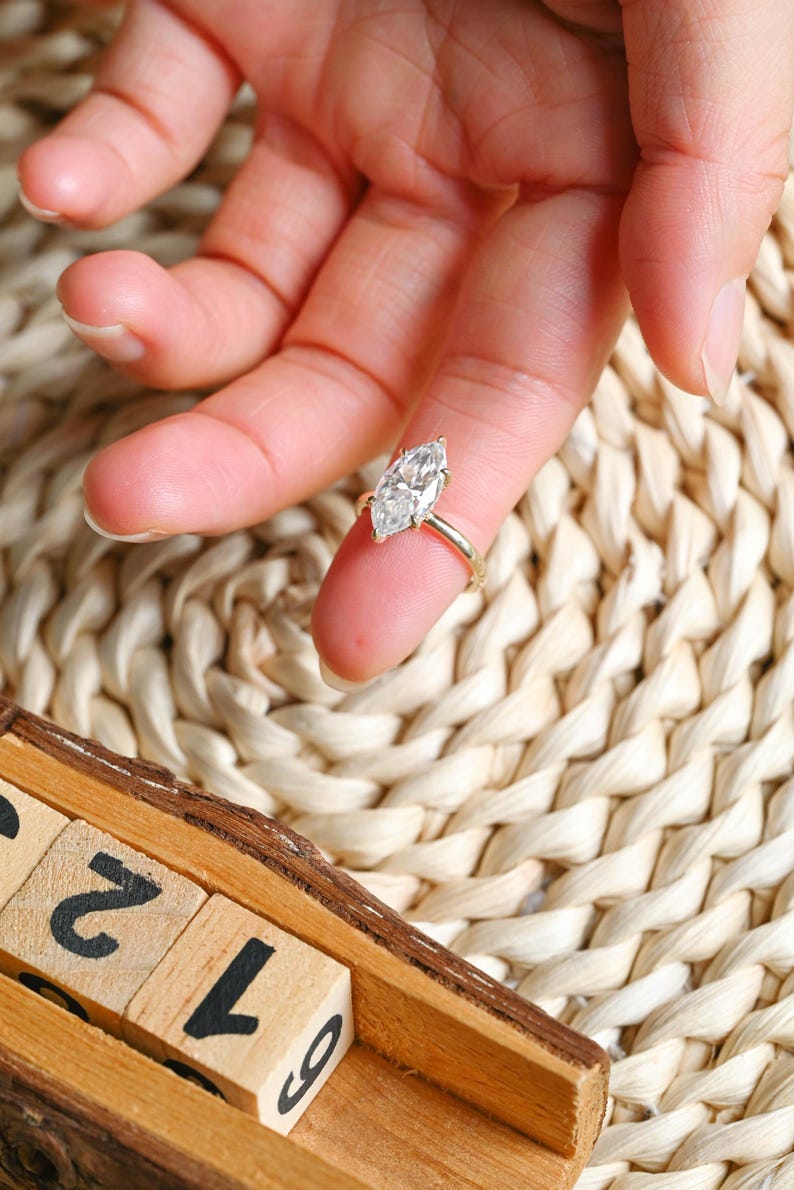 Marquise Cut Cluster Styled Lab Grown Diamond Engagement Ring