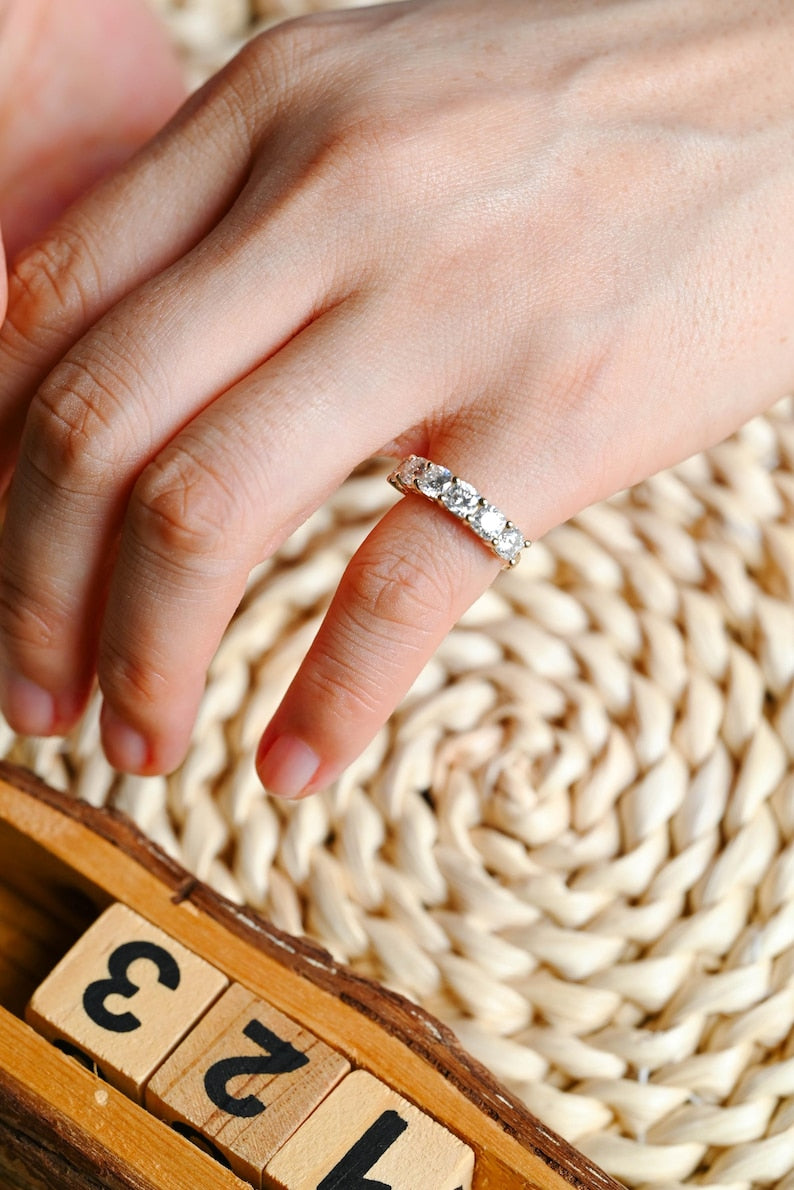 Marquise Cut Cluster Styled Lab Grown Wedding Band