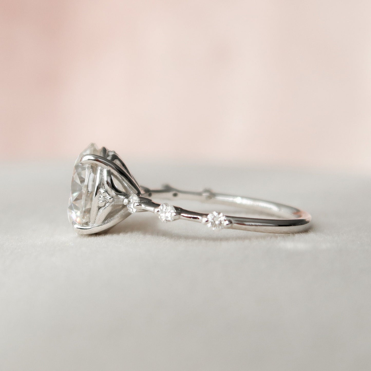 2.5 CT Round Cut Dainty Pave Moissanite Engagement Ring 10