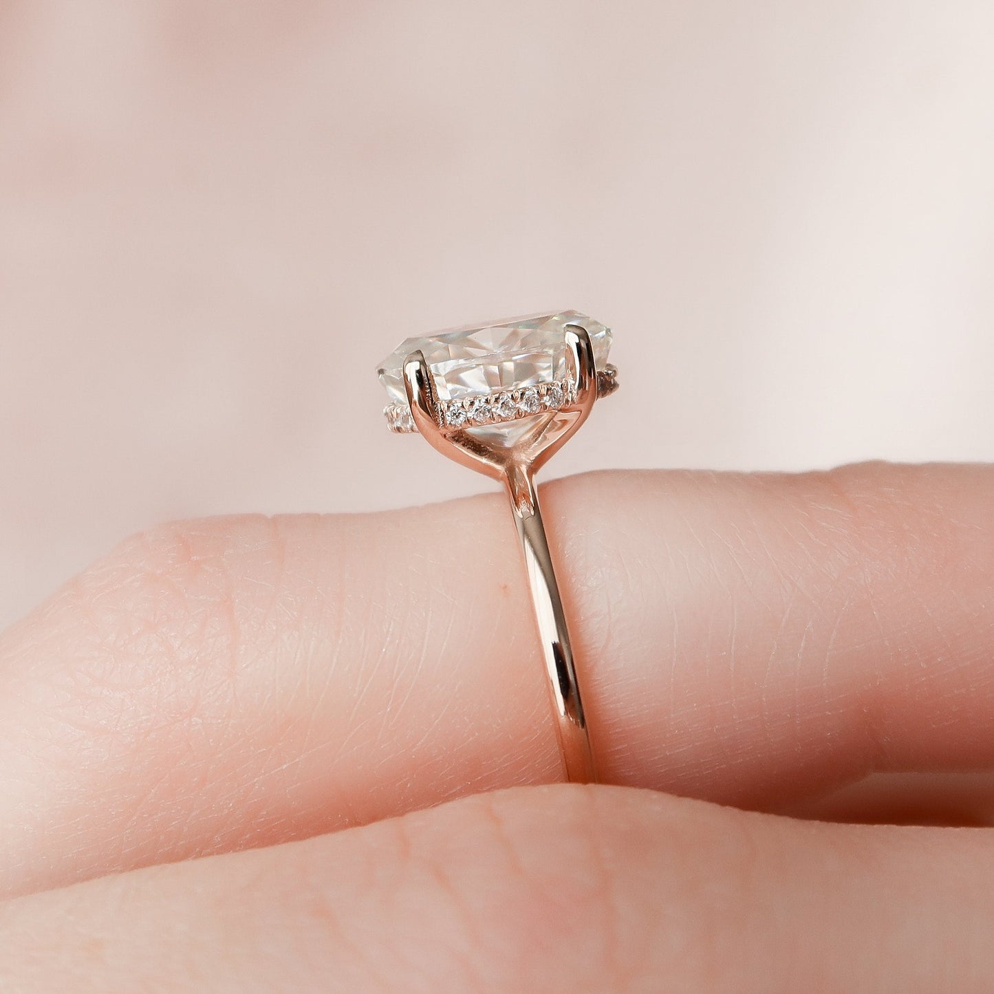 2.0 CT Oval Hidden Halo Moissanite Engagement Ring 9