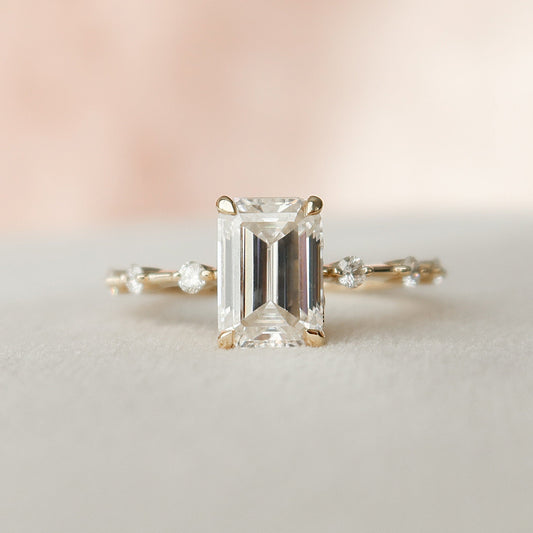 2.0 CT Emerald Dainty Pave Moissanite Engagement Ring 6