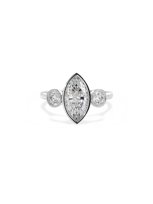 2 CT Round Three Stones Lab Grown Diamond Engagement Ring