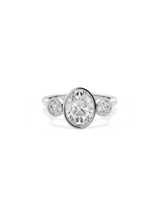 2 CT Round Three Stones Lab Grown Diamond Engagement Ring