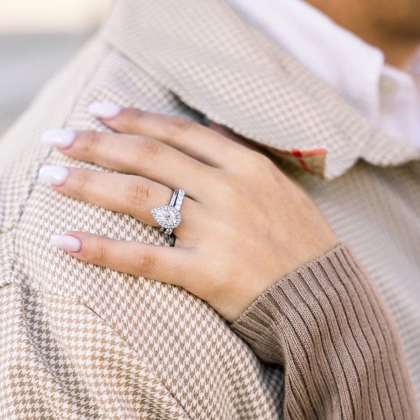 Marquise Cut Cluster Styled Lab Grown Diamond Engagement Ring