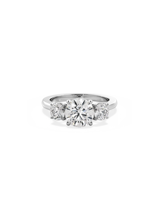 2 CT Round Three Stones Lab Grown Diamond Engagement Ring