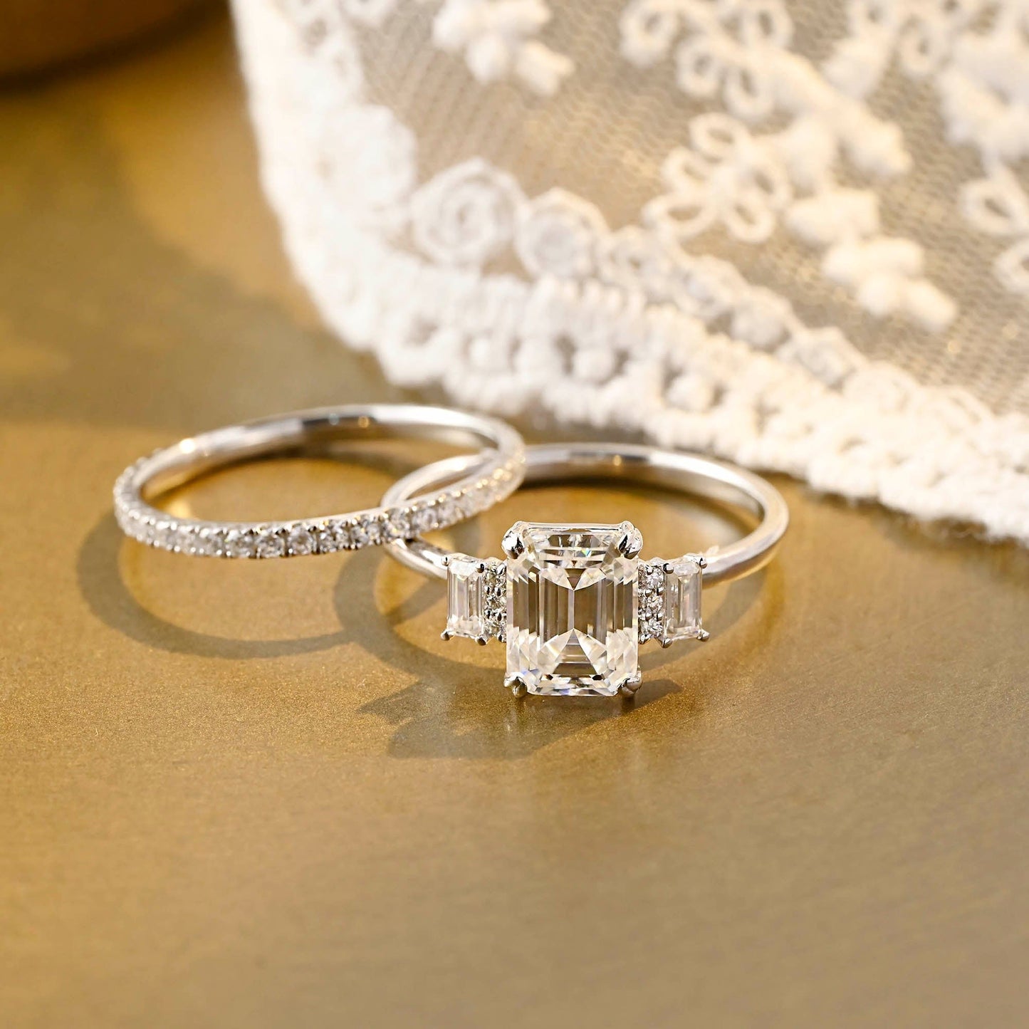 3.0 CT Round Pave Lab Grown Diamond Bridal Set