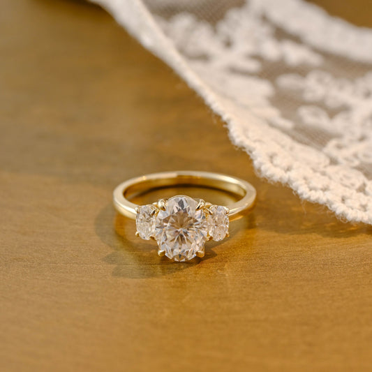 2 CT Round Three Stones Lab Grown Diamond Engagement Ring