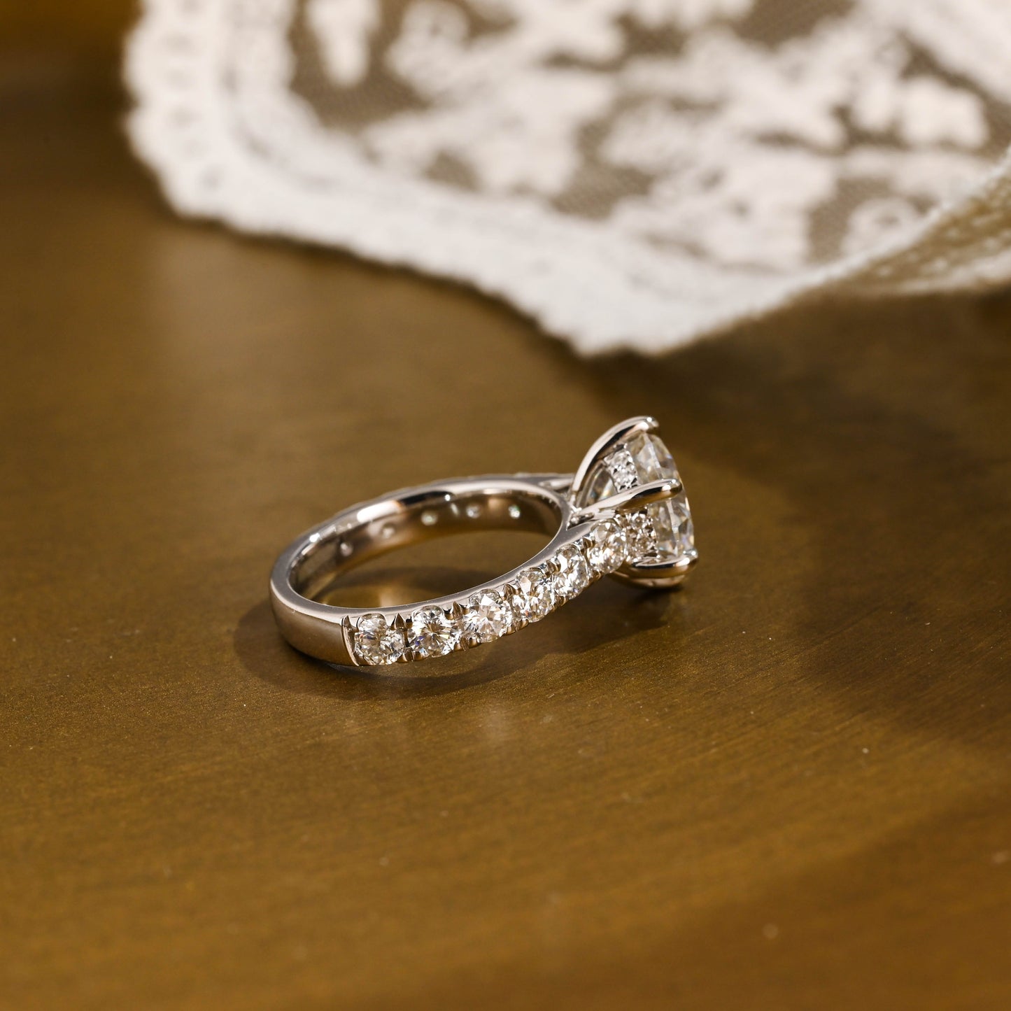 2 CT Round Three Stones Lab Grown Diamond Engagement Ring