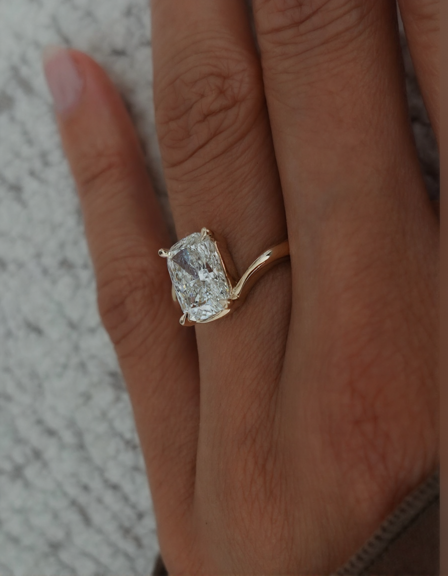 2.5 CT Elongated Cushion Cut Classic Plain Stacking Lab Grown Diamond Bridal Ring Set
