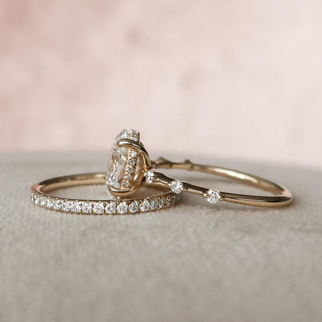Marquise Cut Cluster Styled Lab Grown Bridal Ring Set