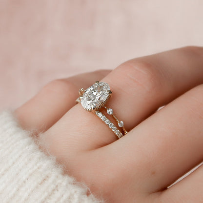 Marquise Cut Cluster Styled Lab Grown Bridal Ring Set
